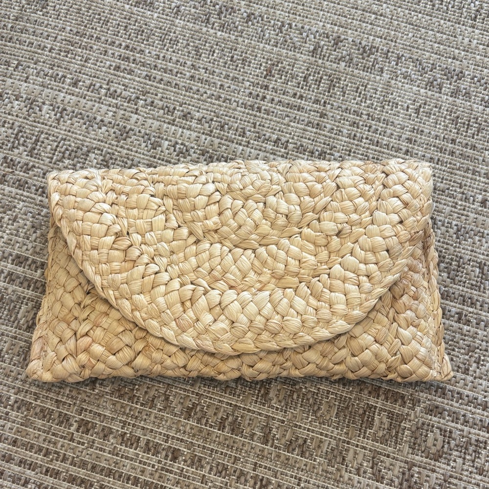 Straw Woven Clutch Bag - Natural